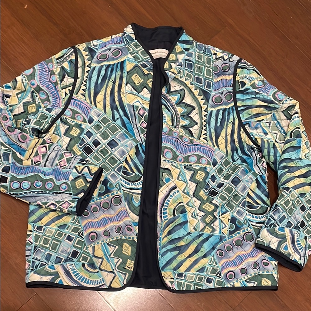 Alfred Dunner Multicolor Patterned Quilt Retro Jacket